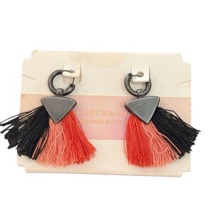 Scotch & Soda Earrings Tassel Fringe Maison Scotch Black Pink NWT